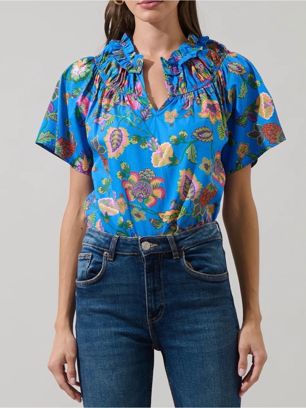 Sugarlips - Anabelle Floral Darthy Smocked Cotton Top